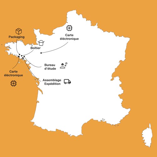 Map showing where klavkarr is made in France
