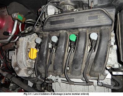 Spark plug on a Renault Kangoo 1.6, 94 hp