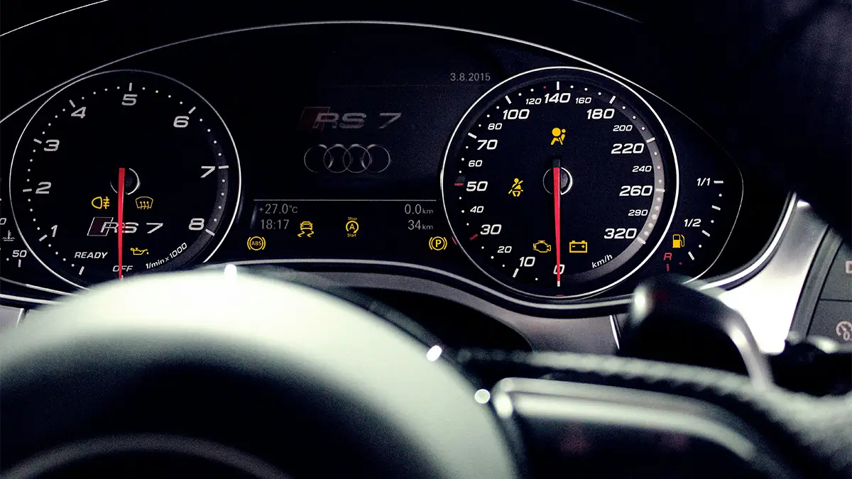 Amber warning light on the dashboard