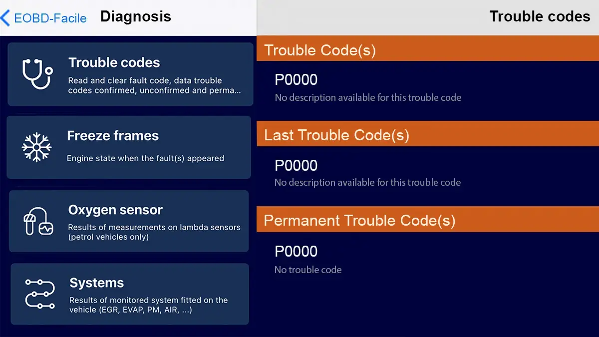 Confirmed OBD2 fault code