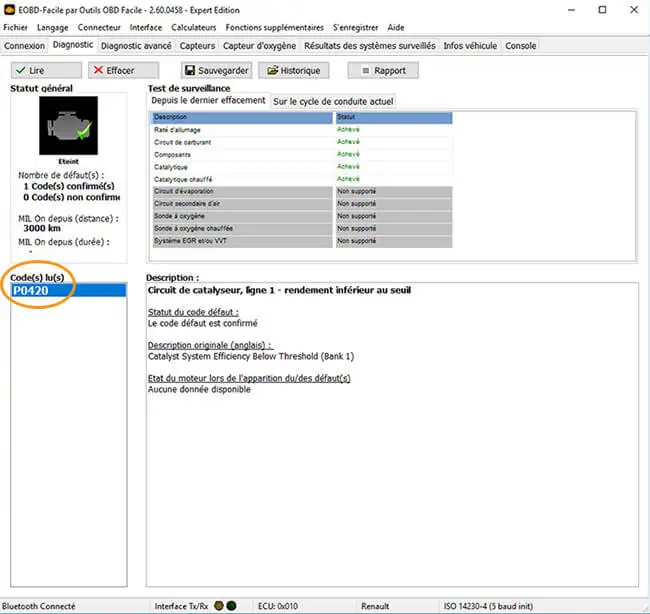 catalytic converter fault code