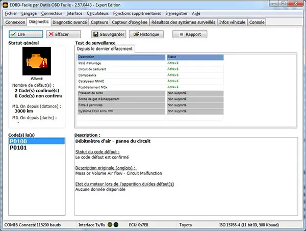 airflow meter fault codes