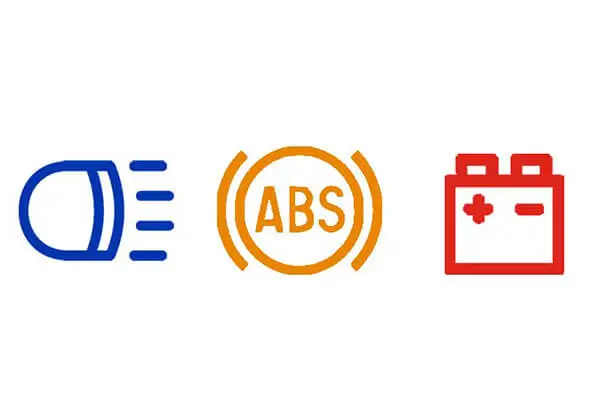 The different colours of warning lights