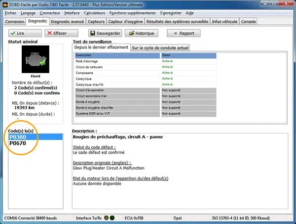 glow plug fault code