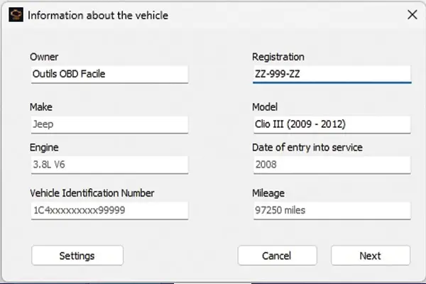 Vehicle information on PC