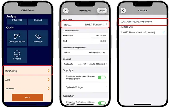 La modifica delle impostazioni dell’interfaccia nell’app EOBD-Facile