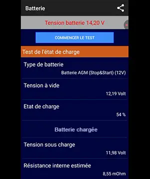 Risultati del test dello stato di carica della batteria