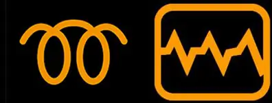 spia a zigzag arancione Renault e spia delle candelette