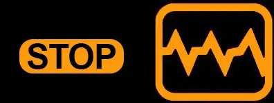 spia a zigzag arancione e spia STOP Renault