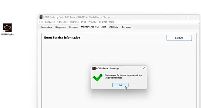 Oil change warning successfully reset - Fiat