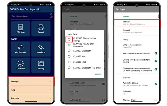 Settings to connect the klavkarr 310 after using a 210
